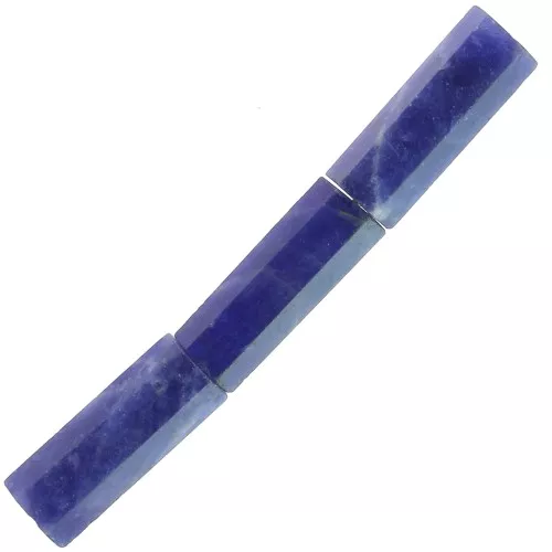 Cuentas de tubo facetadas de piedra preciosa 15x5 mm - Sodalita x5