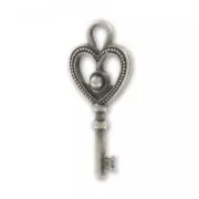 Dije Llave Corazón 29 mm Chapado en plata fina envejecido x1