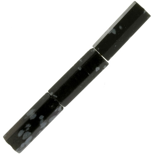 Cuentas tubos facettées de piedra gema 15x5 mm - Obsidienne mouchetée x5