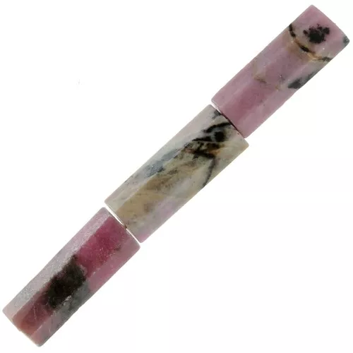 Cuentas tubos facettées de piedra gema 15x5 mm - Rhodonite x5