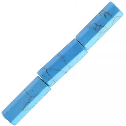 Cuentas de tubo de piedra preciosa facetada 15x5 mm - Imitación Turquesa x5