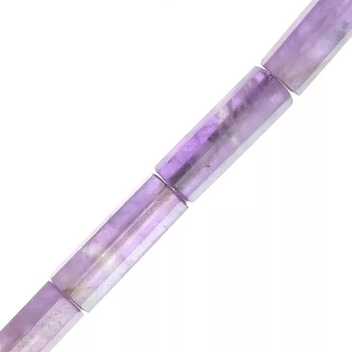 Cuentas de tubo de piedra preciosa facetada 15x5 mm - Amatista x5