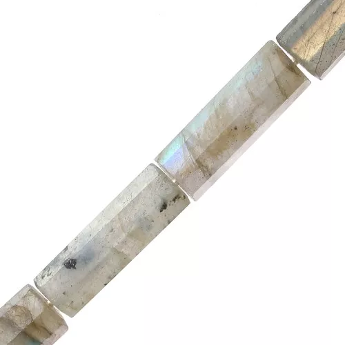 Cuentas de tubo de piedra preciosa facetada 15x5 mm - Labradorita x5