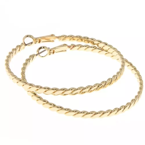 Pendientes de aro con efecto trenzado 50 mm - Oro x2