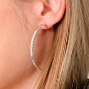 Pendientes de aro con efecto trenzado 50 mm - Oro x2