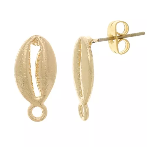 Pendientes de concha con anillo cerrado 17x8 mm - Oro x2