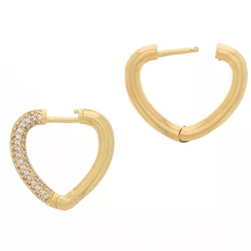 Lámparas de sueño en forma de corazón con óxido de zirconio 18x19 mm - Oro - Cristal x2