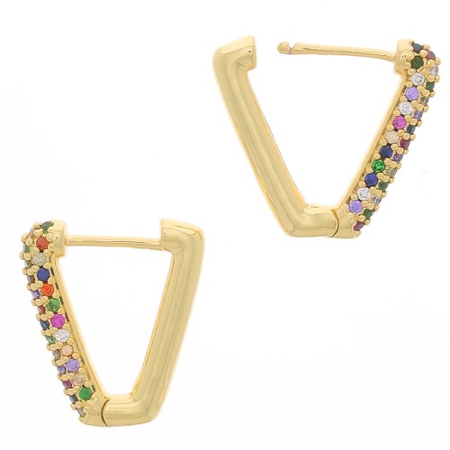 Traviesa de diseño con óxido de zirconio 18x16 mm - Oro - Multicolor x2