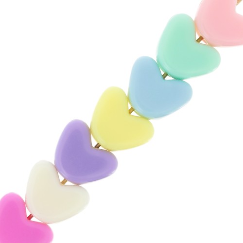 Cuentas corazón agujeros grandes - 8,5x11 mm Multicolor Pastel x50