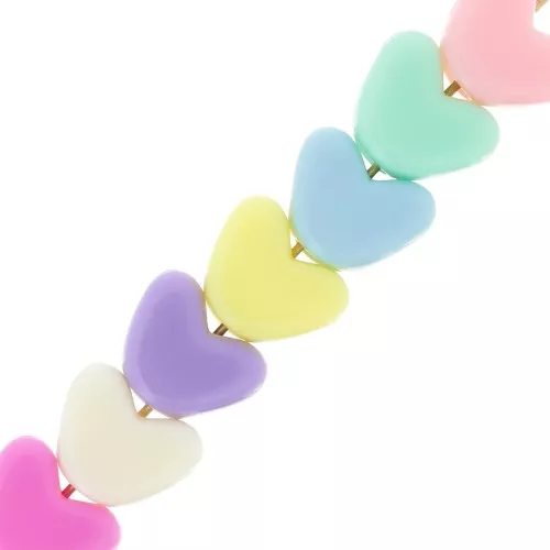 Cuentas corazón agujeros grandes - 8,5x11 mm Multicolor Pastel x50