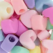Cuentas corazón agujeros grandes - 8,5x11 mm Multicolor Pastel x50