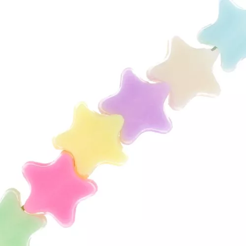 Cuentas de estrella agujeros grandes - 10 mm Multicolor Pastel x50