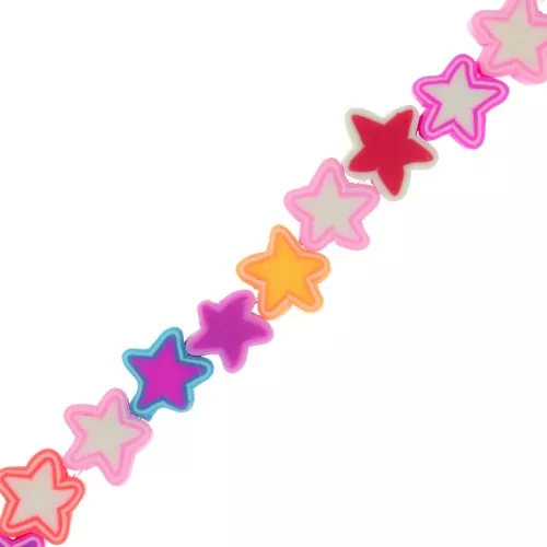 Cuentas de estrella de arcilla polimérica 9 mm Multicolor x 32cm