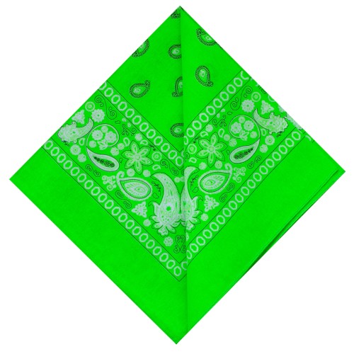 Bandana 100% algodón paisley - 53 x 53cm - Verde Fluo x1