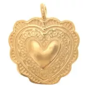 Amuleto de corazón 13 mm - Chapado en oro x1