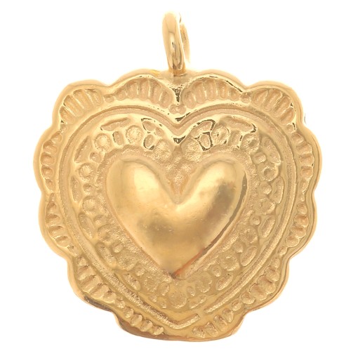 Amuleto de corazón 13 mm - Chapado en oro x1