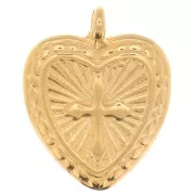Colgante de corazón con cruz 16x14 mm - Chapado en oro x1