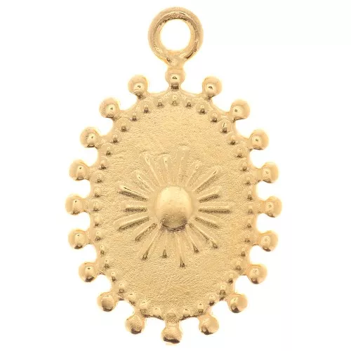 Colgante de sol ovalado 19x15 mm - Chapado en oro x1
