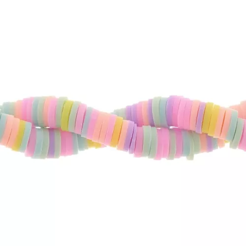 Cuentas arandalas Heishi 6x1 mm - Multicolor pastel x39cm