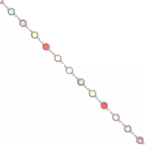 Cadena de fantasía con cristales multicolores engastados de 6 mm - Rodiada x1m