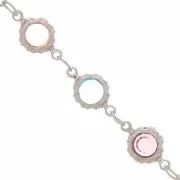 Cadena de fantasía con cristales multicolores engastados de 6 mm - Rodiada x1m