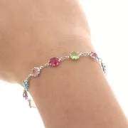 Cadena de fantasía con cristales multicolores engastados de 6 mm - Rodiada x1m