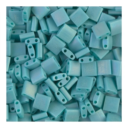 Miyuki Tila Beads 5x5x1.9 mm TL-0412FR - Mat Op Turquoise Green AB