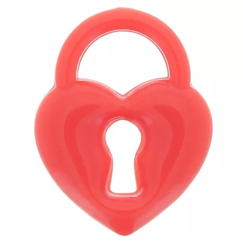 Colgante candado corazón acrílico 19x15 mm - Rojo x1