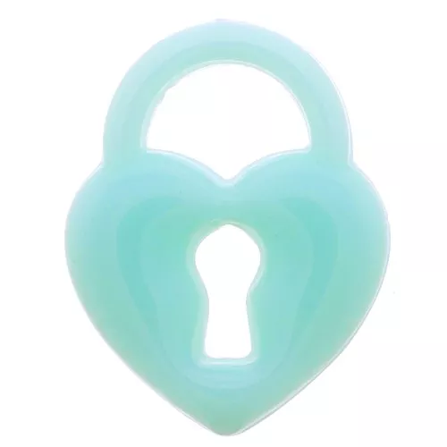 Colgante acrílico de corazón con candado 19x15 mm - Turquesa x1