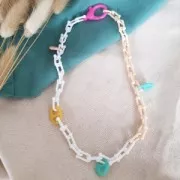 Colgante acrílico de corazón con candado 19x15 mm - Turquesa x1