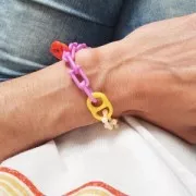 Colgante acrílico de corazón con candado 19x15 mm - Turquesa x1