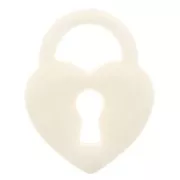 Colgante candado corazón acrílico 19x15 mm - Beige x1