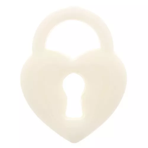 Colgante candado corazón acrílico 19x15 mm - Beige x1