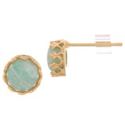 Tachuelas para cabujón de 6mm - diseño de corona - chapado en oro 3 micras x2