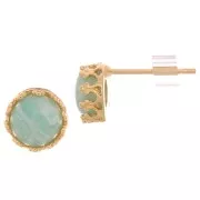 Tachuelas para cabujón de 6mm - diseño de corona - chapado en oro 3 micras x2