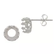 Tachuelas para cabujón 6 mm - diseño de corona - Plata 925 x2