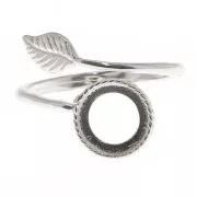 Anillo ajustable hoja para cabujón fondo plano 8 mm - Plata 925 x1