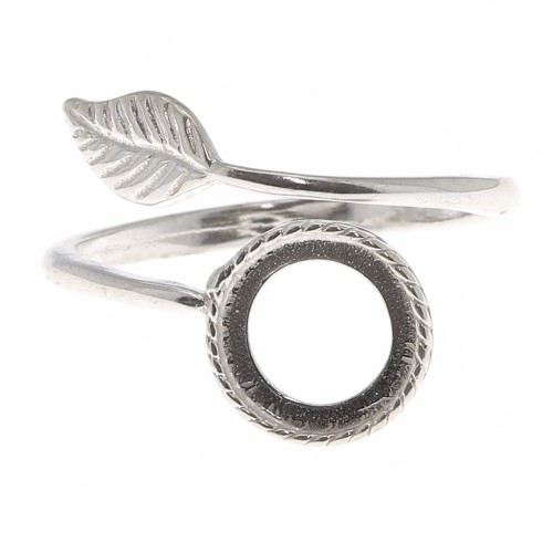 Anillo ajustable hoja para cabujón fondo plano 8 mm - Plata 925 x1