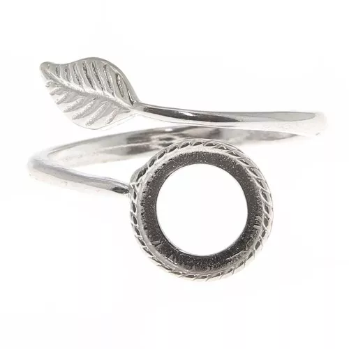 Anillo ajustable hoja para cabujón fondo plano 8 mm - Plata 925 x1