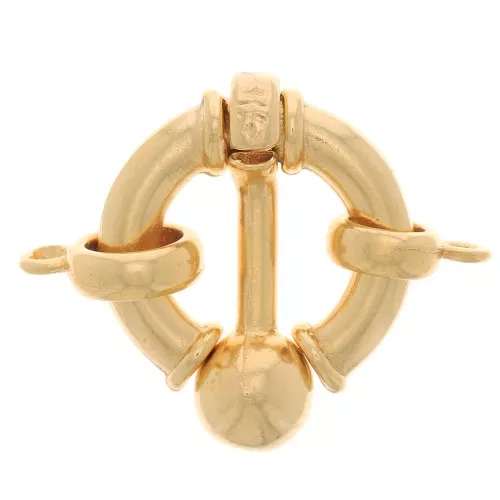 Cierre de clip redondo con anillo cerrado - estilo boya - 17mm - Chapado en oro x1