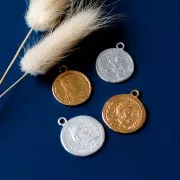 Colgante de moneda romana 24x20,5 mm - Chapado en plata fina x1