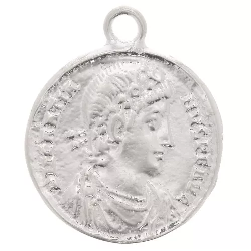Colgante de moneda romana 22x19 mm - Chapado en plata fina x1