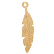 Colgante de pluma 24x6 mm - 3 micras chapado en oro x1