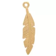 Colgante de pluma 24x6 mm - 3 micras chapado en oro x1