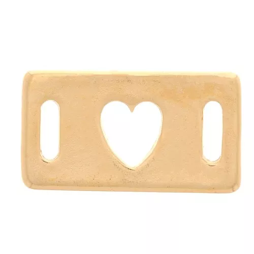 Divisor rectangular en forma de corazón - 16x9 mm - chapado en oro de 3 micras x1