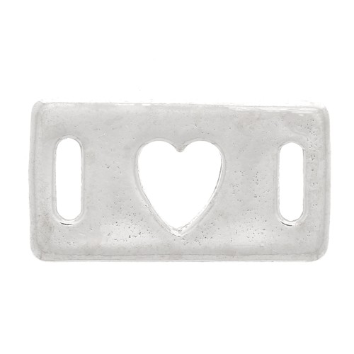Separador rectangular con corazón - 16x9 mm - Plata 925 x1