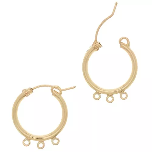 Pendientes de aro de 18 mm con 3 anillos abiertos en Gold filled x2