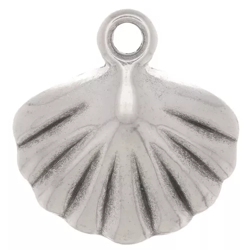 Colgante de concha 16x14,5 mm - Chapado en plata antigua x1