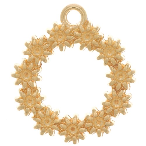 Colgante corona de flores 19,5 mm para cabujón de 1,8 mm - Chapado en oro x1