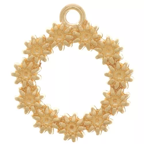 Colgante corona de flores 19,5 mm para cabujón de 1,8 mm - Chapado en oro x1